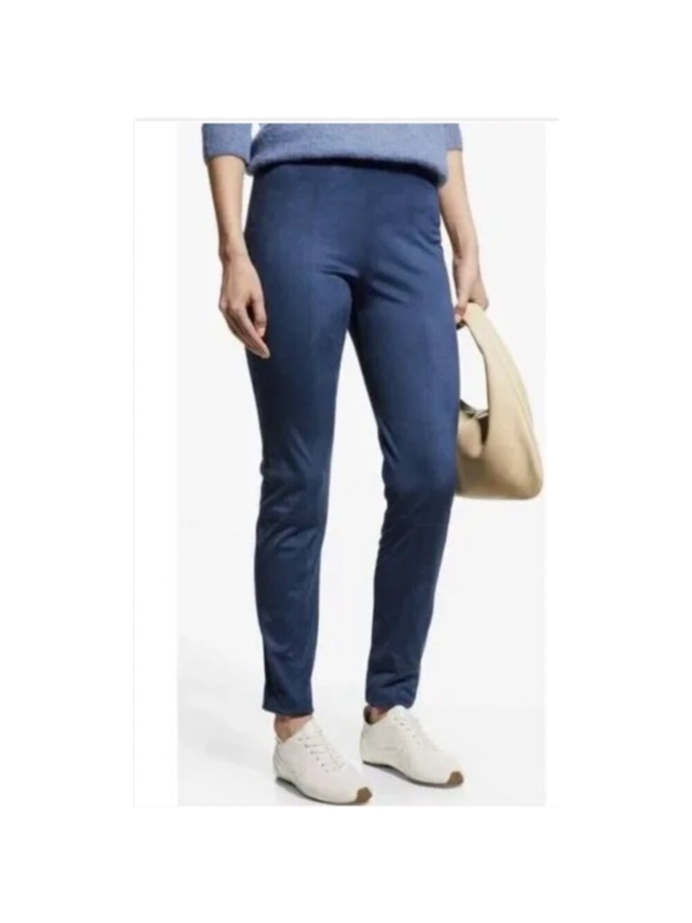 Max Mara Leisure Brera Pull On Slim Pants Womens XSmall Blue Faux Suede‎ NWT